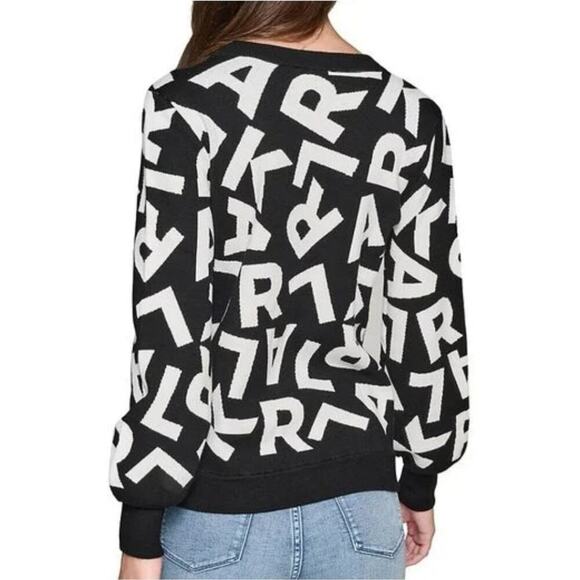 Karl Lagerfeld Women's Black Scrambled Logo Heavyweight Sweater Plus Size 2X New - Picture 7 of 14